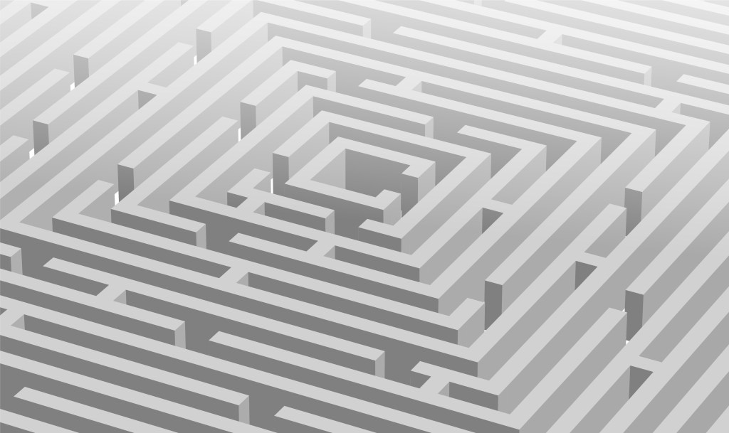 a 3d rendering of a maze. 